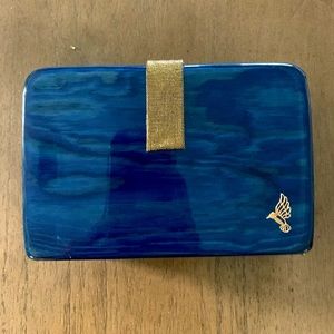 NWOT Yazel Orozco hummingbird wood clutch bag